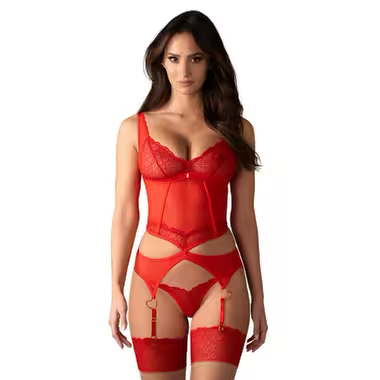 Obsessive – Ensemble Porte-Jarretelles et String Rouge